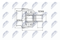 NTY NPW-PL-025 - Lado de montaje: Eje delantero, izquierda<br>Lado de montaje: Eje delantero, derecha<br>Lado de montaje: lado de rueda<br>Clase de caja de cambios: Automática, 5 vel.<br>Clase de caja de cambios: Caja de cambios manual, 5 marchas<br>Longitud [mm]: 149,5<br>Peso [kg]: 1,98<br>Medida de rosca: M22X1,5<br>Dentado exterior, lado de rueda: 33<br>Dentado interno, lado de rueda: 22<br>Diámetro de junta tórica [mm]: 53<br>