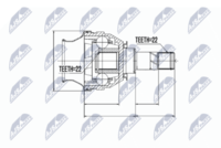 NTY NPW-PL-026 - Lado de montaje: lado de engranaje<br>Lado de montaje: Eje delantero<br>Dentado exterior, lado de diferencial: 34<br>Dentado int. diferencial, lado engranaje: 25<br>Diámetro de junta tórica [mm]: 37<br>Diámetro exterior [mm]: 91<br>Número de fabricación: NPW-PL-025<br>