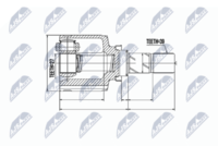 NTY NPW-RE-043 - Clase de caja de cambios: Caja de cambios manual<br>Lado de montaje: lado de engranaje<br>Lado de montaje: Eje delantero<br>Dentado interno, lado de rueda: 27<br>Tipo de articulación: Junta trípode<br>Longitud [mm]: 183<br>Dentado exterior, lado de diferencial: 39<br>Diámetro exterior [mm]: 88,5<br>Superficie: recubrimiento de polvo<br>