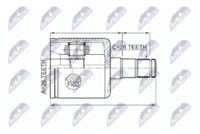 NTY NPW-VV-003 - Lado de montaje: lado de rueda<br>Dentado exterior, lado de rueda: 25<br>Dentado interno, lado de rueda: 33<br>Diámetro de junta tórica [mm]: 54<br>Tipo de articulación: Junta homocinética a bolas<br>Árbol de impulsión: con anillo ABS<br>Longitud [mm]: 156<br>Diámetro exterior [mm]: 90<br>Número de dientes, anillo ABS: 43<br>Superficie: recubrimiento de polvo<br>