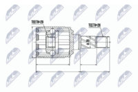 NTY NPW-VV-007 - Lado de montaje: Eje delantero, izquierda<br>Lado de montaje: lado de engranaje<br>Dentado exterior, lado de diferencial: 26<br>Dentado int. diferencial, lado engranaje: 26<br>Diámetro de junta tórica [mm]: 31<br>Diámetro exterior [mm]: 85<br>Tipo de articulación: Junta homocinética a bolas<br>Número de fabricación: NPW-VV-003<br>