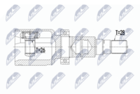 NTY NPW-VV-078 - Lado de montaje: Eje delantero, izquierda<br>Lado de montaje: lado de engranaje<br>Dentado exterior, lado de diferencial: 31<br>Dentado int. diferencial, lado engranaje: 27<br>Diámetro de junta tórica [mm]: 36<br>Diámetro exterior [mm]: 94<br>Tipo de articulación: Junta homocinética a bolas<br>Tipo de articulación: Junta trípode<br>Número de fabricación: NPW-VV-014<br>