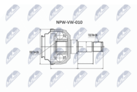 NTY NPW-VW-010 - año construcción hasta: 05/2001<br>Lado de montaje: Eje delantero, izquierda<br>Lado de montaje: Eje delantero, derecha<br>Lado de montaje: lado de engranaje<br>Clase de caja de cambios: Caja de cambios manual, 6 marchas<br>Clase de caja de cambios: Automática, 5 vel.<br>Número de fabricación: NPW-VW-009<br>