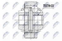 NTY NPW-VW-074 - Lado de montaje: lado de engranaje<br>Lado de montaje: Eje delantero, derecha<br>Dentado exterior, lado de diferencial: 40<br>Dentado int. diferencial, lado engranaje: 34<br>Diámetro de junta tórica [mm]: 46<br>Diámetro exterior [mm]: 85<br>Tipo de articulación: Junta trípode<br>Número de fabricación: NPW-VW-027<br>