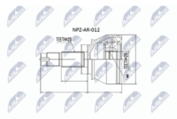 NTY NPZ-AR-012 - Lado de montaje: lado de rueda<br>Lado de montaje: Eje delantero<br>Longitud [mm]: 152<br>Altura [mm]: 81<br>Peso [kg]: 2,63<br>Medida de rosca: 24x1,5x24<br>Dentado exterior, lado de rueda: 25<br>Dentado exterior, lado de diferencial: 26<br>Diámetro de junta tórica [mm]: 26<br>Tipo de articulación: Junta homocinética a bolas<br>Long. de rosca [mm]: 24<br>Artículo complementario / información complementaria 2: con fuelle<br>Diám. int. 1 [mm]: 23<br>Diám. int. 2[mm]: 86<br>