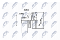 NTY NPZ-AU-046 - Lado de montaje: lado de rueda<br>Dentado exterior, lado de rueda: 38<br>Dentado interno, lado de rueda: 33<br>Diámetro de junta tórica [mm]: 59,5<br>Tipo de articulación: Junta homocinética a bolas<br>Árbol de impulsión: con anillo ABS<br>Longitud [mm]: 89<br>Diámetro exterior [mm]: 87,9<br>Número de dientes, anillo ABS: 45<br>Superficie: recubrimiento de polvo<br>