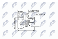 NTY NPZ-AU-047 - Lado de montaje: Eje delantero, derecha<br>Dentado interno, lado de rueda: 34<br>Lado de montaje: Eje delantero, izquierda<br>Número de fabricación: NPW-VW-006<br>