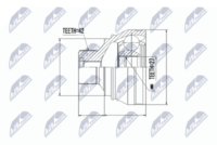 NTY NPZ-AU-052 - Lado de montaje: lado de engranaje<br>Nº de dientes 1: 34<br>Longitud [mm]: 88<br>Lado de montaje: Eje delantero, izquierda<br>Lado de montaje: Eje delantero, derecha<br>Clase de caja de cambios: Transmisión automática<br>Clase de caja de cambios: Caja de cambios manual<br>Clase de caja de cambios: Transmisión automática CVT (continua)<br>Clase de caja de cambios: Transmisión de embrague doble<br>Número de fabricación: NPW-AU-004<br>