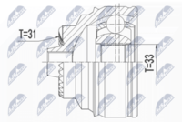 GSP 801811 - Lado de montaje: Eje delantero, derecha<br>Lado de montaje: lado de engranaje<br>Clase de caja de cambios: Caja de cambios manual, 6 marchas<br>Longitud [mm]: 554<br>Dentado exterior, lado de diferencial: 37<br>Dentado int. diferencial, lado engranaje: 33<br>Diámetro de junta tórica [mm]: 35<br>