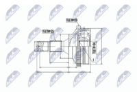 NTY NPZ-CT-010 - Clase de caja de cambios: Caja de cambios manual, 5 marchas<br>Lado de montaje: lado de engranaje<br>Lado de montaje: Eje delantero, izquierda<br>Dentado interno, lado de rueda: 34<br>Tipo de articulación: Junta trípode<br>Longitud [mm]: 161,5<br>Dentado exterior, lado de diferencial: 24<br>Diámetro exterior [mm]: 85<br>Superficie: recubrimiento de polvo<br>