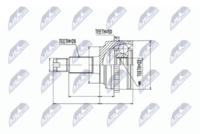 NTY NPZ-HD-035 - Lado de montaje: lado de rueda<br>Dentado exterior, lado de rueda: 26<br>Dentado interno, lado de rueda: 22<br>Diámetro de junta tórica [mm]: 60<br>Tipo de articulación: Junta homocinética a bolas<br>Árbol de impulsión: con anillo ABS<br>Longitud [mm]: 135<br>Número de dientes, anillo ABS: 50<br>Superficie: recubrimiento de polvo<br>