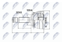 NTY NPZ-HY-503 - Lado de montaje: Eje delantero, izquierda<br>Número de fabricación: NPW-HY-546<br>Dentado exterior, lado de diferencial: 27<br>Dentado interno, lado de rueda: 23<br>Longitud [mm]: 153<br>