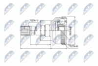 NTY NPZ-LR-012 - Lado de montaje: Eje delantero, derecha<br>Número de dientes: 60<br>Dentado exterior, lado de rueda: 24<br>Dentado interno, lado de rueda: 32<br>Diámetro de junta tórica [mm]: 67<br>Artículo complementario/Información complementaria: con circlip en la parte trasera<br>Lado de montaje: Eje delantero, izquierda<br>Número de fabricación: NPZ-LR-011<br>