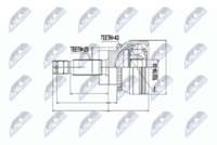 NTY NPZ-MS-035 - Lado de montaje: Eje delantero, derecha<br>Lado de montaje: lado de engranaje<br>Lado de montaje: Eje delantero, izquierda<br>Número de fabricación: NPW-MS-036<br>