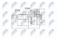 NTY NPZ-MS-053 - Lado de montaje: lado de rueda<br>Dentado exterior, lado de rueda: 26<br>Dentado interno, lado de rueda: 33<br>Diámetro de junta tórica [mm]: 54<br>Tipo de articulación: Junta homocinética a bolas<br>Árbol de impulsión: con anillo ABS<br>Longitud [mm]: 155<br>Número de dientes, anillo ABS: 43<br>Superficie: recubrimiento de polvo<br>