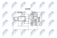 NTY NPZ-MZ-029 - Clase de caja de cambios: Transmisión automática<br>Longitud [mm]: 148<br>Diámetro exterior [mm]: 79<br>Tamaño de rosca exterior: M22 x 1,5<br>Dentado exterior, lado de rueda: 26<br>Dentado interno, lado de rueda: 29<br>Número de dientes, anillo ABS: 44<br>Lado de montaje: lado de rueda<br>Diámetro de junta tórica [mm]: 56<br>Peso [kg]: 2,02<br>