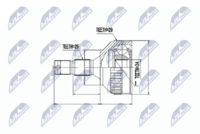 NTY NPZ-PE-013 - Clase de caja de cambios: Transmisión automática<br>Clase de caja de cambios: Caja de cambios manual<br>Sistema de frenos: ABS - Bosch<br>año construcción hasta: 12/1994<br>Lado de montaje: lado de rueda<br>Dentado exterior, lado de rueda: 25<br>Dentado interno, lado de rueda: 23<br>Diámetro de junta tórica [mm]: 54,8<br>Tipo de articulación: Junta homocinética a bolas<br>Árbol de impulsión: con anillo ABS<br>Longitud [mm]: 134,5<br>Diámetro exterior [mm]: 90<br>Número de dientes, anillo ABS: 29<br>