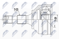 NTY NPZ-CT-010 - Clase de caja de cambios: Caja de cambios manual, 5 marchas<br>Lado de montaje: lado de engranaje<br>Lado de montaje: Eje delantero, izquierda<br>Dentado interno, lado de rueda: 34<br>Tipo de articulación: Junta trípode<br>Longitud [mm]: 161,5<br>Dentado exterior, lado de diferencial: 24<br>Diámetro exterior [mm]: 85<br>Superficie: recubrimiento de polvo<br>