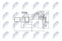 NTY NPZ-PL-029 - Lado de montaje: lado de engranaje<br>Lado de montaje: Eje delantero<br>Dentado exterior, lado de diferencial: 34<br>Dentado int. diferencial, lado engranaje: 25<br>Diámetro de junta tórica [mm]: 37<br>Diámetro exterior [mm]: 91<br>Número de fabricación: NPW-PL-025<br>