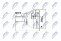 NTY NPZ-VV-018 - Lado de montaje: lado de rueda<br>Lado de montaje: Eje trasero<br>Dentado exterior, lado de rueda: 36<br>Dentado interno, lado de rueda: 29<br>Diámetro de junta tórica [mm]: 56<br>Número de dientes, anillo ABS: 88<br>Diámetro exterior [mm]: 71<br>Tipo de articulación: Junta homocinética a bolas<br>Artículo complementario / información complementaria 2: con anillo sensor ABS<br>Número de fabricación: NPZ-FR-046<br>