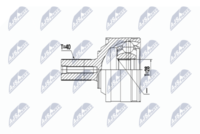 NTY NPZ-VV-025 - Lado de montaje: Eje delantero, izquierda<br>Lado de montaje: lado de rueda<br>Lado de montaje: Eje delantero, derecha<br>Clase de caja de cambios: Caja automática, 8 marchas<br>Longitud [mm]: 115,5<br>Peso [kg]: 2,46<br>Medida de rosca: M10X1,5<br>Dentado exterior, lado de rueda: 40<br>Dentado interno, lado de rueda: 28<br>Diámetro de junta tórica [mm]: 54,1<br>Nº de información técnica: without housing<br>