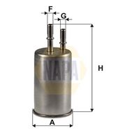 NAPA NFF2232 - Tipo de filtro: Filtro de tubería<br>Tipo de combustible: Gasolina<br>Diámetro exterior [mm]: 55<br>Ø entrada [mm]: 8<br>Ø salida [mm]: 8<br>Altura [mm]: 139<br>