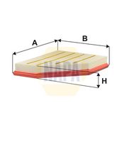 NAPA NFA1476 - Ancho [mm]: 232<br>Tipo de filtro: Cartucho filtrante<br>Altura [mm]: 42<br>Longitud [mm]: 273<br>