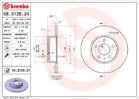 BREMBO 08312621 - año construcción desde: 10/2004<br>Lado de montaje: Eje delantero<br>Diámetro exterior [mm]: 283,9<br>Espesor de disco de frenos [mm]: 22<br>Espesor mínimo [mm]: 20,2<br>Altura [mm]: 43,4<br>corona de agujeros - Ø [mm]: 98<br>Tipo de disco de frenos: ventilado<br>Diámetro de centrado [mm]: 59<br>Número de orificios: 5<br>Superficie: revestido<br>Artículo complementario / información complementaria 2: con tornillos<br>cumple norma ECE: ECE-R90<br>Diámetro de taladro hasta [mm]: 13<br>