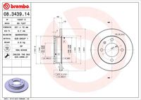 BREMBO 08343914 - Lado de montaje: Eje delantero<br>Diámetro exterior [mm]: 221<br>Espesor de disco de frenos [mm]: 10<br>Espesor mínimo [mm]: 8,7<br>Altura [mm]: 42<br>corona de agujeros - Ø [mm]: 107,95<br>Tipo de disco de frenos: macizo<br>Diámetro de centrado [mm]: 72<br>Número de orificios: 4<br>Superficie: aceitado<br>cumple norma ECE: ECE-R90<br>Diámetro de taladro hasta [mm]: 13,4<br>