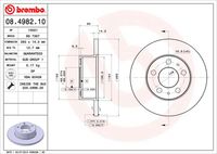 BREMBO 08498210 - Lado de montaje: Eje trasero<br>Tipo de disco de frenos: macizo<br>Espesor de disco de frenos [mm]: 9,6<br>Número de orificios: 5<br>Artículo complementario / información complementaria 2: con tornillos<br>Altura [mm]: 73<br>Diámetro de centrado [mm]: 68<br>Diámetro exterior [mm]: 281<br>Espesor mínimo [mm]: 8,4<br>Par apriete [Nm]: 110<br>