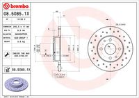 BREMBO 0850851X - Disco de freno - XTRA LINE - Xtra