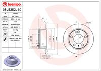 BREMBO 08535210 - año construcción desde: 06/1997<br>Lado de montaje: Eje trasero<br>para OE N°: 4246T3<br>Diámetro exterior [mm]: 223,6<br>Espesor de disco de frenos [mm]: 9<br>Espesor mínimo [mm]: 8,1<br>Altura [mm]: 62,9<br>corona de agujeros - Ø [mm]: 107,95<br>Tipo de disco de frenos: macizo<br>Diámetro de centrado [mm]: 71,1<br>Número de orificios: 5<br>Superficie: aceitado<br>Diámetro de taladro hasta [mm]: 13<br>