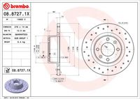 BREMBO 0887271X - Disco de freno - XTRA LINE - Xtra