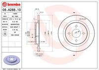 BREMBO 08A28810 - Lado de montaje: Eje trasero<br>Tipo de disco de frenos: ranurado<br>Tipo de disco de frenos: macizo<br>Espesor de disco de frenos [mm]: 10<br>Número de orificios: 4<br>Altura [mm]: 33<br>Diámetro de centrado [mm]: 64<br>Diámetro exterior [mm]: 253<br>Superficie: revestido<br>Espesor mínimo [mm]: 8,9<br>Par apriete [Nm]: 85<br>