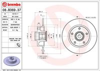 BREMBO 08B36937 - Disco de freno - PRIME LINE - With Bearing Kit