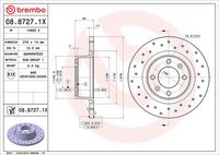 BREMBO 0887271X - Disco de freno - XTRA LINE - Xtra