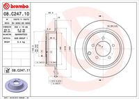 BREMBO 08C24711 - Lado de montaje: Eje trasero<br>Tipo de disco de frenos: macizo<br>Espesor de disco de frenos [mm]: 10<br>Número de orificios: 5<br>Altura [mm]: 60<br>Diámetro de centrado [mm]: 80<br>Diámetro exterior [mm]: 302<br>Espesor mínimo [mm]: 8,4<br>