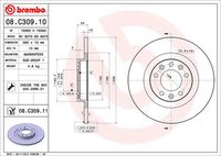 BREMBO 08C30910 - Disco de freno - PRIME LINE