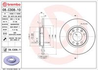 BREMBO 08.C308.10 - Disco de freno