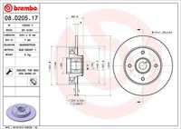 BREMBO 08D20517 - Lado de montaje: Eje trasero<br>año construcción hasta: 11/2017<br>Tipo de disco de frenos: macizo<br>Tipo de disco de frenos: ranurado<br>Espesor de disco de frenos [mm]: 9<br>Número de orificios: 4<br>Artículo complementario / información complementaria 2: con juego cojinetes rueda<br>Altura [mm]: 69,3<br>Diámetro de centrado [mm]: 65<br>Diámetro exterior [mm]: 249<br>Espesor mínimo [mm]: 7<br>