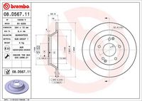 BREMBO 08D56711 - año construcción hasta: 12/2019<br>Lado de montaje: Eje trasero<br>Diámetro exterior [mm]: 284<br>Espesor de disco de frenos [mm]: 10<br>Espesor mínimo [mm]: 8,4<br>Altura [mm]: 51<br>corona de agujeros - Ø [mm]: 112<br>Tipo de disco de frenos: macizo<br>Diámetro de centrado [mm]: 67<br>Número de orificios: 5<br>Superficie: revestido<br>cumple norma ECE: ECE-R90<br>Diámetro de taladro hasta [mm]: 12,3<br>