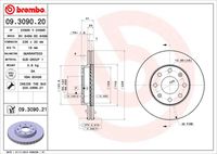 BREMBO 09309020 - año construcción hasta: 12/2011<br>Lado de montaje: Eje delantero<br>Diámetro exterior [mm]: 236<br>Espesor de disco de frenos [mm]: 20<br>Espesor mínimo [mm]: 17<br>Altura [mm]: 41,2<br>corona de agujeros - Ø [mm]: 100<br>Tipo de disco de frenos: ventilado<br>Diámetro de centrado [mm]: 60<br>Número de orificios: 6<br>Superficie: revestido<br>Procesamiento: aleado/alt. carburado<br>Artículo complementario / información complementaria 2: con tornillos<br>cumple norma ECE: ECE-R90<br>Diámetro de taladro hasta [mm]: 14<br>