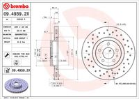 BREMBO 0949392X - Lado de montaje: Eje delantero<br>Tipo de disco de frenos: ventilación interna<br>Espesor de disco de frenos [mm]: 22<br>Número de orificios: 5<br>Artículo complementario / información complementaria 2: con tornillos<br>Altura [mm]: 44<br>Diámetro de centrado [mm]: 59<br>Diámetro exterior [mm]: 284<br>Espesor mínimo [mm]: 20,2<br>Par apriete [Nm]: 98<br>