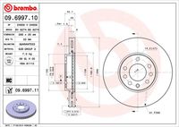 BREMBO 09699710 - Lado de montaje: Eje trasero<br>N.º de chasis (VIN) desde: X3025752<br>Tipo de disco de frenos: macizo<br>Espesor de disco de frenos [mm]: 10<br>Número de orificios: 5<br>Artículo complementario / información complementaria 2: con tornillos<br>Altura [mm]: 69<br>Diámetro de centrado [mm]: 66<br>Diámetro exterior [mm]: 286<br>Superficie: revestido<br>Espesor mínimo [mm]: 8<br>Par apriete [Nm]: 120<br>