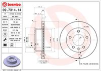 BREMBO 09731414 - Lado de montaje: Eje trasero<br>año construcción desde: 05/2001<br>Tipo de disco de frenos: macizo<br>Espesor de disco de frenos [mm]: 16<br>Número de orificios: 5<br>Altura [mm]: 97<br>Diámetro de centrado [mm]: 85<br>Diámetro exterior [mm]: 272<br>Procesamiento: altamente carbonizado<br>Espesor mínimo [mm]: 14<br>Par apriete [Nm]: 130<br>