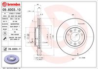 BREMBO 09830310 - Lado de montaje: Eje delantero<br>Tipo de disco de frenos: ventilación interna<br>Espesor de disco de frenos [mm]: 26<br>Número de orificios: 5<br>Artículo complementario / información complementaria 2: con tornillos<br>Altura [mm]: 48<br>Diámetro de centrado [mm]: 71<br>Diámetro exterior [mm]: 283<br>Espesor mínimo [mm]: 24<br>Par apriete [Nm]: 90<br>