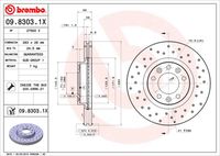 BREMBO 0983031X - Lado de montaje: Eje delantero<br>Restricción de fabricante: TRW<br>Tipo de disco de frenos: ventilación interna<br>Espesor de disco de frenos [mm]: 26<br>Número de orificios: 5<br>Artículo complementario / información complementaria 2: con tornillos<br>Altura [mm]: 48<br>Diámetro de centrado [mm]: 71<br>Diámetro exterior [mm]: 283<br>Superficie: revestido<br>Espesor mínimo [mm]: 24<br>Par apriete [Nm]: 90<br>