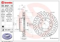 BREMBO 09842110 - Lado de montaje: Eje delantero, izquierda<br>Lado de montaje: Eje delantero<br>Tipo de disco de frenos: perforado/ventil. int.<br>Espesor de disco de frenos [mm]: 32<br>Número de orificios: 5<br>Altura [mm]: 72<br>Diámetro de centrado [mm]: 103<br>Diámetro exterior [mm]: 304<br>Procesamiento: altamente carbonizado<br>Superficie: revestido<br>Referencia artículo par: 09.8421.11<br>Espesor mínimo [mm]: 30<br>Par apriete [Nm]: 130<br>