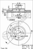 BREMBO 09860175 - Lado de montaje: Eje delantero<br>Tipo de disco de frenos: perforado/ventil. int.<br>Espesor de disco de frenos [mm]: 24<br>Número de orificios: 4<br>Artículo complementario / información complementaria 2: con tornillos<br>Altura [mm]: 41<br>Diámetro de centrado [mm]: 60<br>Diámetro exterior [mm]: 260<br>Superficie: revestido<br>Espesor mínimo [mm]: 21,8<br>Par apriete [Nm]: 110<br>