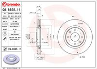 BREMBO 09869511 - Lado de montaje: Eje delantero<br>Sistema de frenos: Bosch<br>Tipo de disco de frenos: ventilación interna<br>Espesor de disco de frenos [mm]: 22<br>Número de orificios: 4<br>Artículo complementario / información complementaria 2: con tornillos<br>Altura [mm]: 34<br>Diámetro de centrado [mm]: 66<br>Diámetro exterior [mm]: 266<br>Espesor mínimo [mm]: 20<br>Par apriete [Nm]: 90<br>